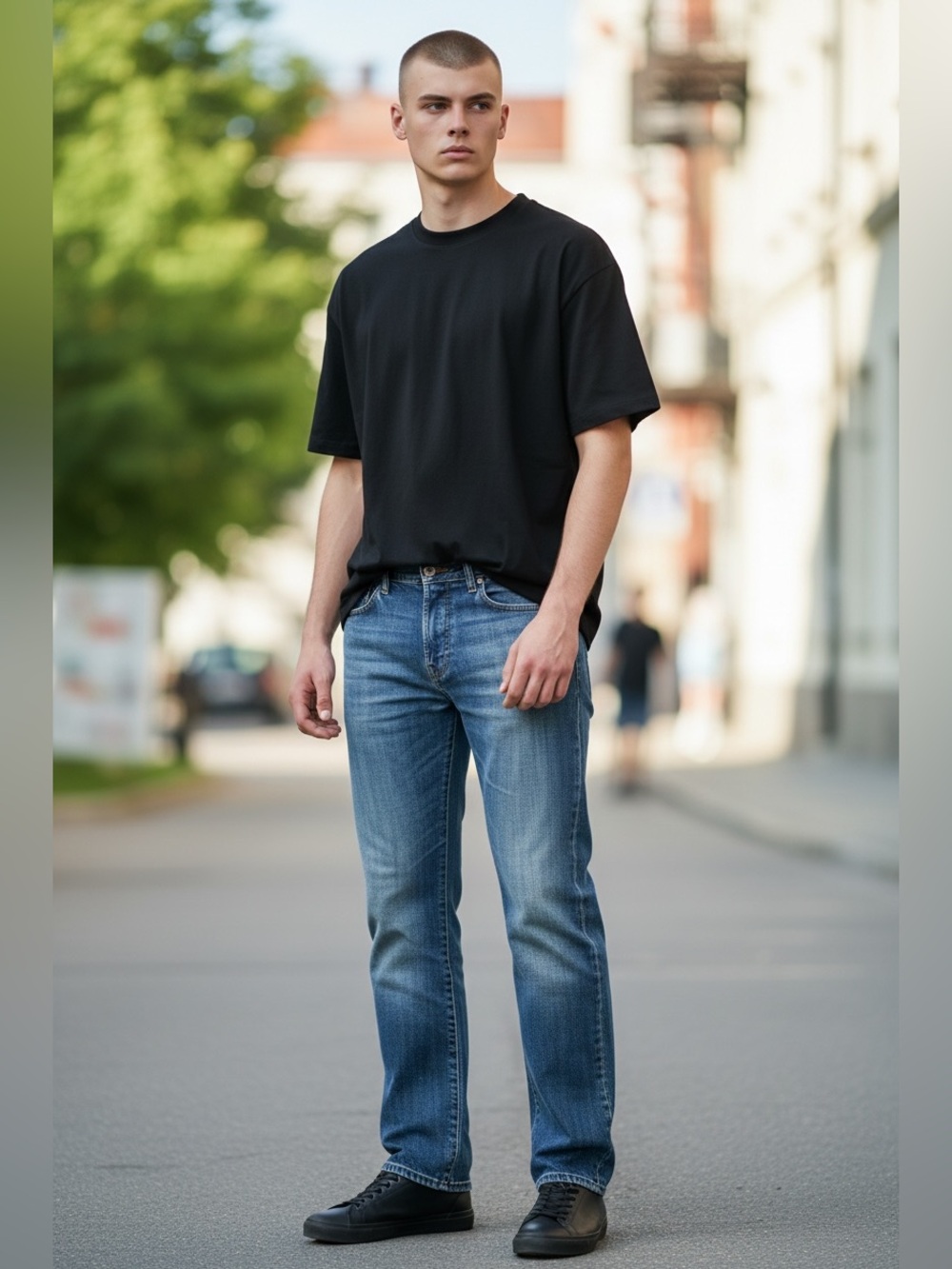 GAP Men's Washed Blue Straight Jeans